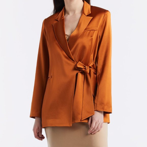 satin blazer with tie detail